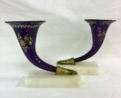 Victorian Amethyst Glass Trumpet Vases
