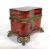 Victorian Cranberry Comfit Box with Ornate Gilt Metal Frame