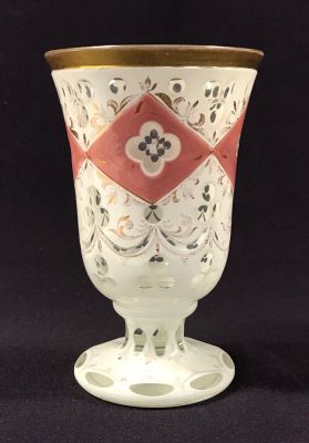 Victorian Gilded Pedestal Glass Goblet, Bohemian circa 1850-60