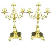 Victorian Gothic Brass Candelabra