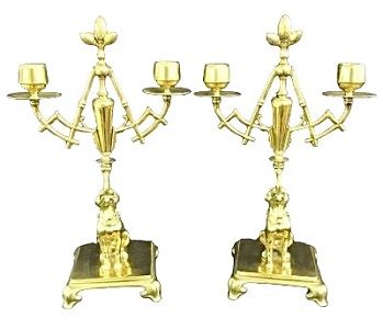 Victorian Gothic Brass Candelabra