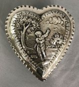 Victorian Heart Shape Sterling Silver Dresser Box