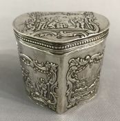 Dutch Victorian Era Heart Shape Sterling Silver Tea Caddy