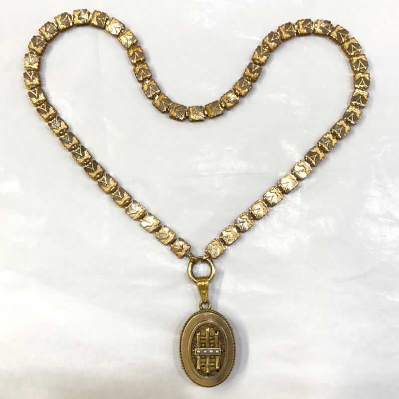 Victorian Locket With Seed Pearls & Chain