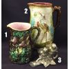 Victorian Majolica Jugs with Figural Bird Salt and Pepper Shakers