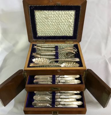 Victorian Mother of Pearl & Silver Plate Dessert Service