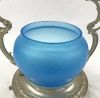 Victorian Pickle Cruet With Robins Egg Blue Satin Glass Liner