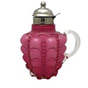 Victorian Syrup Jug Pink Satin Glass