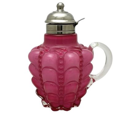 Victorian Syrup Jug Pink Satin Glass