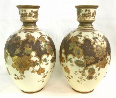 Victorian Royal Crown Derby Art Nouveau Cabinet Vases