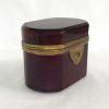 Victorian Ruby Flash Comfit Box with Gilt Metal Frame