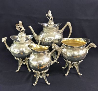 Victorian Silver Plate 4 Piece Tea Set