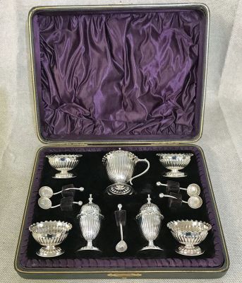 Victorian Silver Plate Condiment Set In The Original Presentation Box