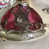 Victorian Silver Plate & Cranberry 5 Bottle Cruet Set
