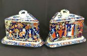 Victorian Staffordshire Wedge Shape Cheese Dish & Cover