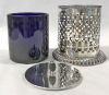 Victorian Sterling Silver And Cobalt Blue Glass Lined Jam Pot
