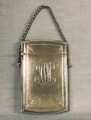 Victorian Sterling Silver Calling Card Case and Chain