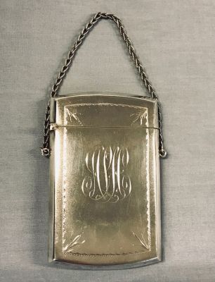 Victorian Sterling Silver Calling Card Case and Chain