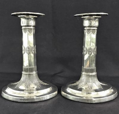 Victorian Sterling Silver Candlesticks With Removable Bobeches