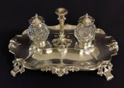 Victorian Sterling Silver Double Inkwell