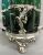 Victorian Three Bottle Tantalus With Green Glass Decanters