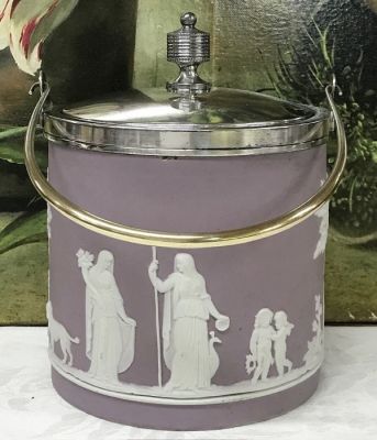 Victorian Wedgwood Jasperware Lavender Biscuit Barrel