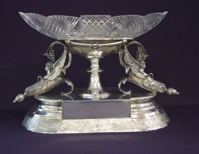 Victorian Silver Plate & Cut Crystal Centrepiece Bowl