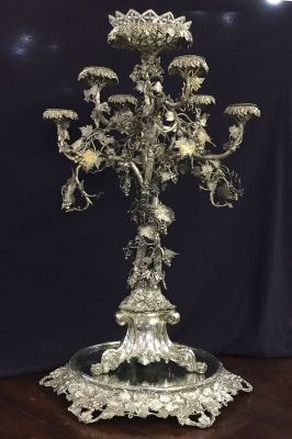 Victorian Silver Plate Presentation Candelabra Centrepiece