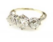 Vintage 3 Diamond Engagement Ring