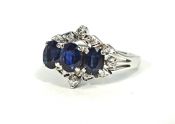 Vintage 2.51ct 3 Sapphire and Diamond 18kt Ring