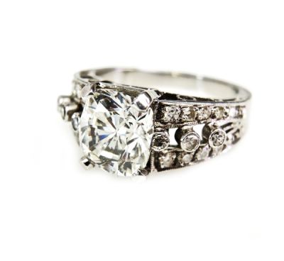 Vintage 3.17ct Diamond Platinum Ring
