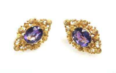 Vintage Amethyst Filigree Earrings