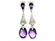 Vintage Amethyst and Diamond Drop Earrings