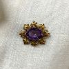 Vintage 15.51ct Amethyst and Pearl Brooch in 14kt Yellow Gold