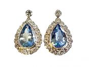Vintage Aquamarine and Diamond Drop Earrings