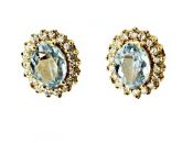 Vintage Aquamarine and Diamond Earrings