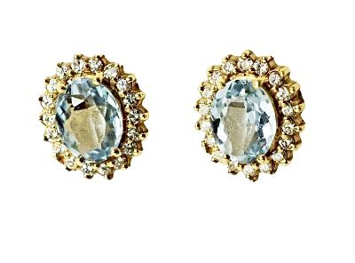 Vintage Aquamarine and Diamond Earrings