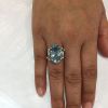Vintage 12.63ct Aquamarine and Diamond 18k Ring