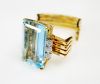 Vintage 15.7ct Aquamarine and Diamond 18kt Ring