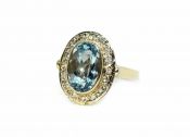 Vintage Aquamarine and Diamond Ring