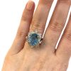 Vintage 3.06ct  Aquamarine and Diamond Ring in 18kt White Gold