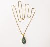 Vintage Aquamarine and Emerald Pendant with Chain 