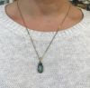 Vintage Aquamarine and Emerald Pendant with Chain 