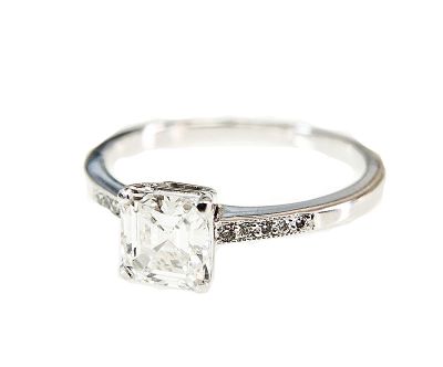 Vintage Asscher Cut Diamond Ring