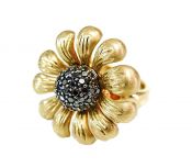 Vintage Black Diamond Floral Ring