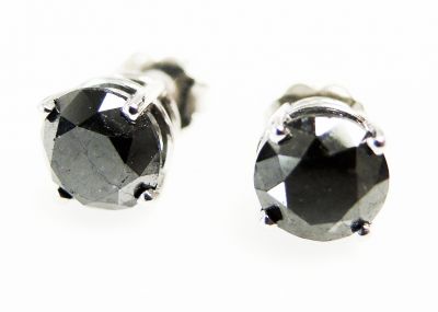 Vintage Black Diamond Stud Earrings