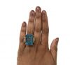 Vintage 40.47ct Blue Topaz and Diamond 18kt Ring