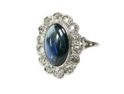 Vintage Cabochon Sapphire and Diamond Ring