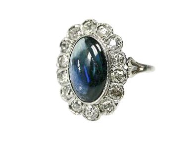 Vintage Cabochon Sapphire and Diamond Ring