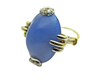Vintage Chalcedony and Diamond Ring